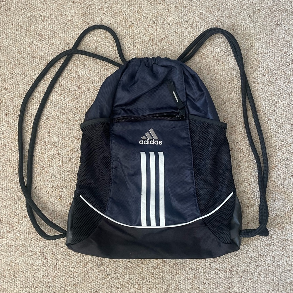 Adidas Navy and Black Drawstring Backpack